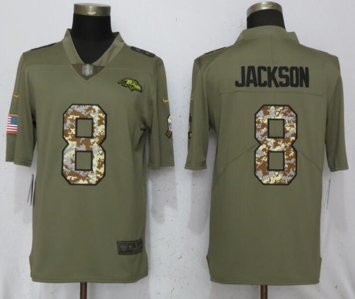 Men Baltimore Ravens #8 Jackson Olive Camo Carson 2017 Salute to Service Limited Nike NFL Jerseys->baltimore ravens->NFL Jersey